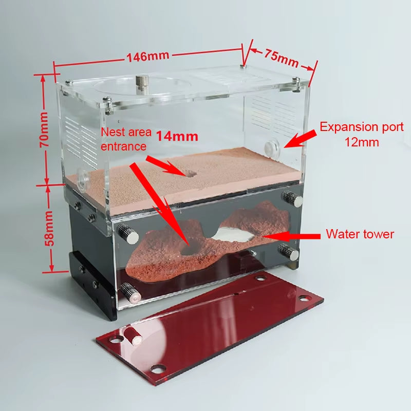 Acrylic Ant Farm Unlimited Expansion Ant Nest with Feeding Area Moisturizing Water Tower Concrete Ant House Anthill Pet Workshop